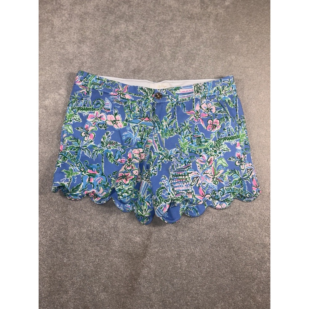 NWT Lilly Pulitzer Buttercup Knit Short Boca Blue Beneath The Bougainvil Size 10